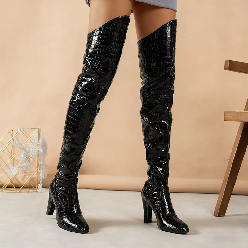 Sexy Women Over The Knee Boots High Heels Party Shoes Winter Luxury Long Boots New Dress Pumps Motorcycle Boots Mujer Snow Botas