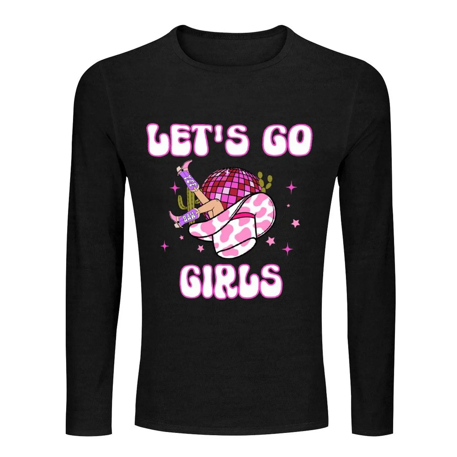 Let's Go Girls Cowgirl Hat Cowboy Boots Bachelorette Party Long T-Shirt custom t shirt t shirt for men