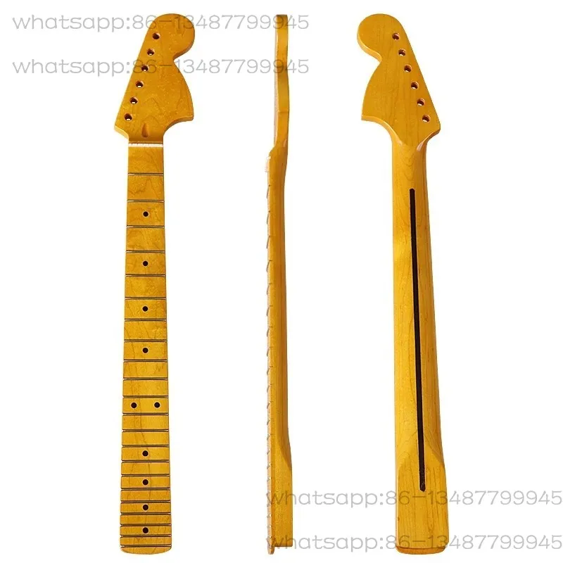 Manche de guitare électrique 6 cordes 22 frettes, manche à tête large avec ligne centrale arrière en érable jaune vif, modifié
