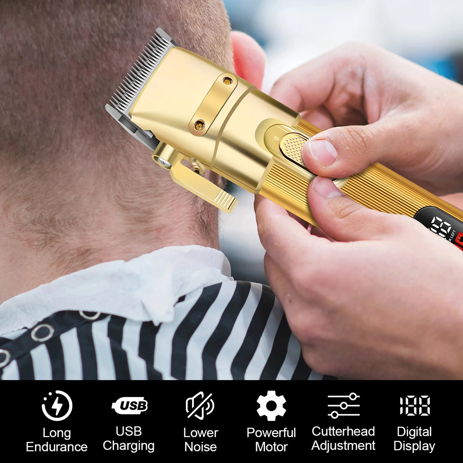 HIENA Professional Hair Clippers for Men Rechargeable Electric Hair Trimmer 6500-7000rpm super powerful motor barber supplies