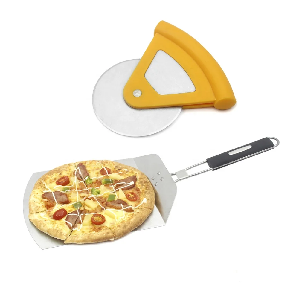 

Heavy-Duty Metal Pizza Turning Spatula with Cutter Set Foldable Large Paddle and Pizza Peel Lifter for Large Baking Tasks