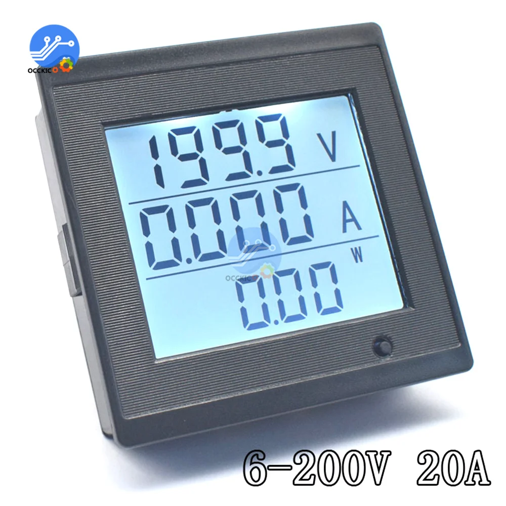 DC 6-200V LCD Digital Display DC Voltage And Current Meter 20A Power Consumption Impedance Multi-Function Meter Tester Tools