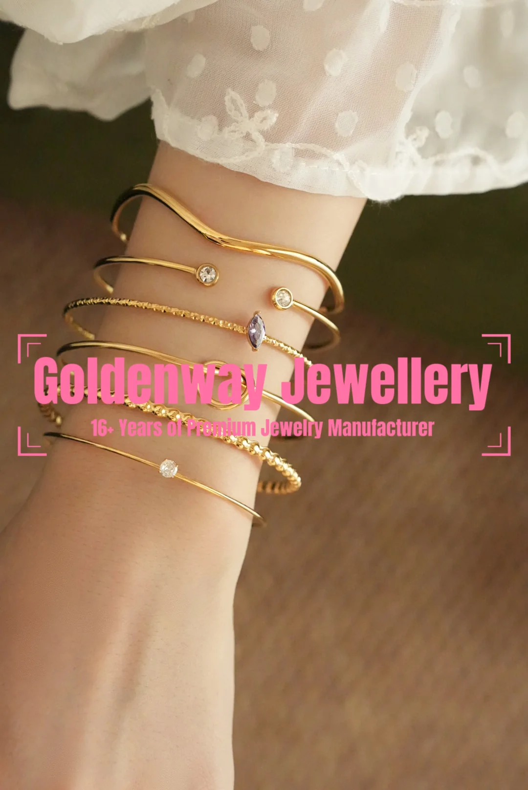Ins Trendy 316L Stainless Steel Plain Open Bangles PVD Plated Knot Amethyst Diamond irregular Bracelet Colorfast Simple Jewelry