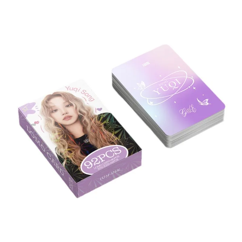 92Pcs/Set KPOP (G)I-DLE Laser Lomo Card Photocard Stickers Double Sided HD Printed Photo Card YUQI Fans Collection Postcard Gift