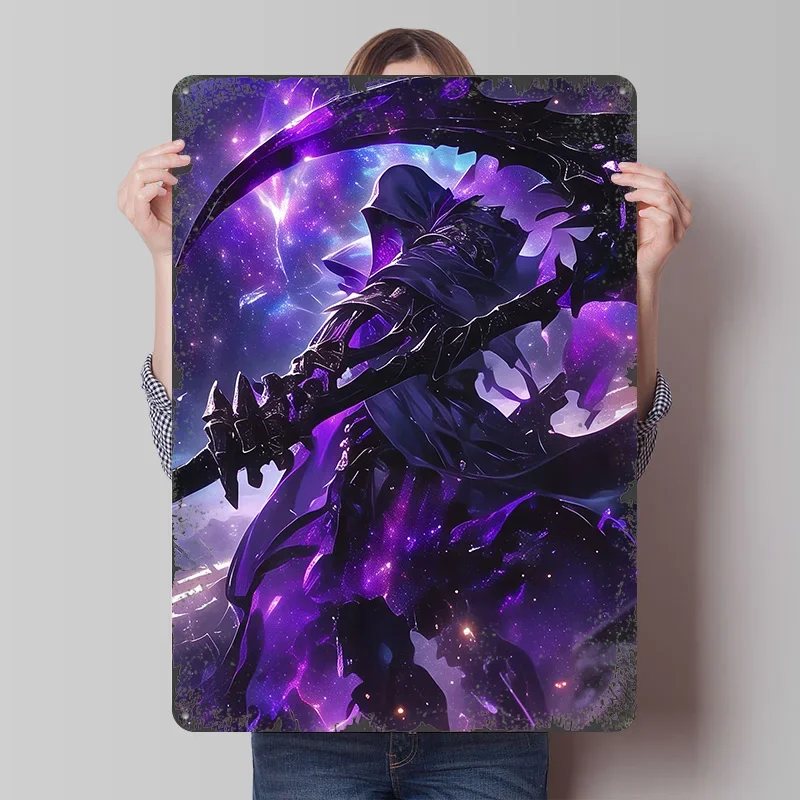 Dark Grim Reaper Tin Plaque Poster Customized Wall Art Retro Vintage Metal Signs for Man Cave Gaming Room Decoration Cozy Decor