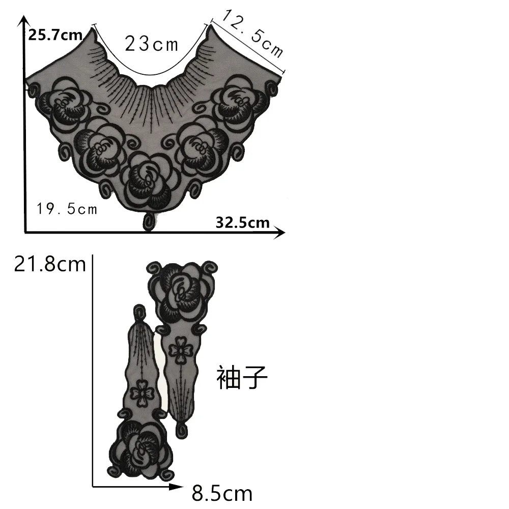 Wholesale sales 1-10 pieces of DIY decorative clothing accessories lace black and white organza front collar Gauze embroidered