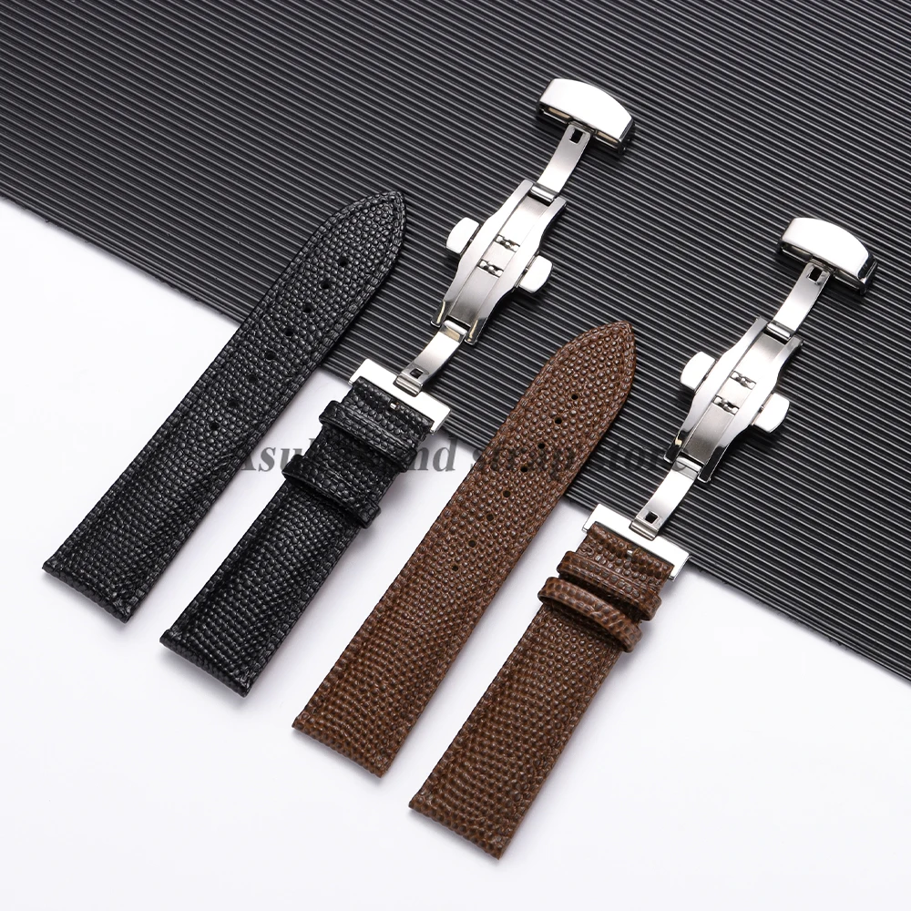 14mm 16mm 18mm 19mm 20mm 21mm 22mm Lizard Pattern Butterfly Buckle Leather Watchband For Seiko For Omega Cowhide Men Watchstrap