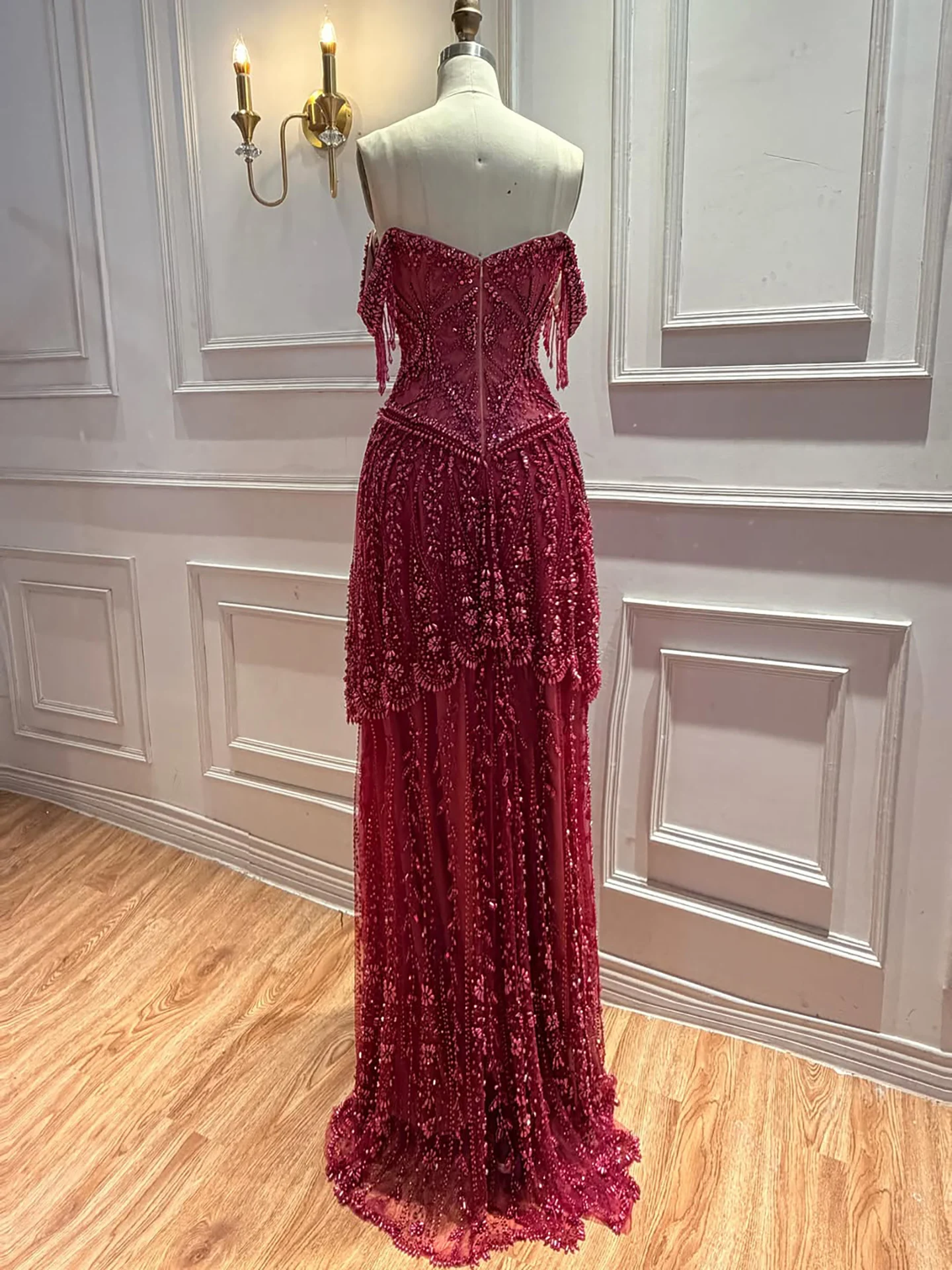 Serene Hill 2026 Vestido de Noche de Lujo Color Fucsia con Cuentas Árabes y Borlas para Bodas y Eventos Formales LA73594 Personalizado