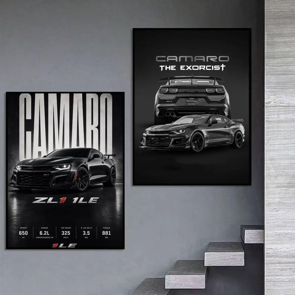 Muscle Car C-Camaro ZL1 The Exorcist Poster Self-adhesive Art Waterproof Paper Sticker Coffee House Bar Room Wall Decor