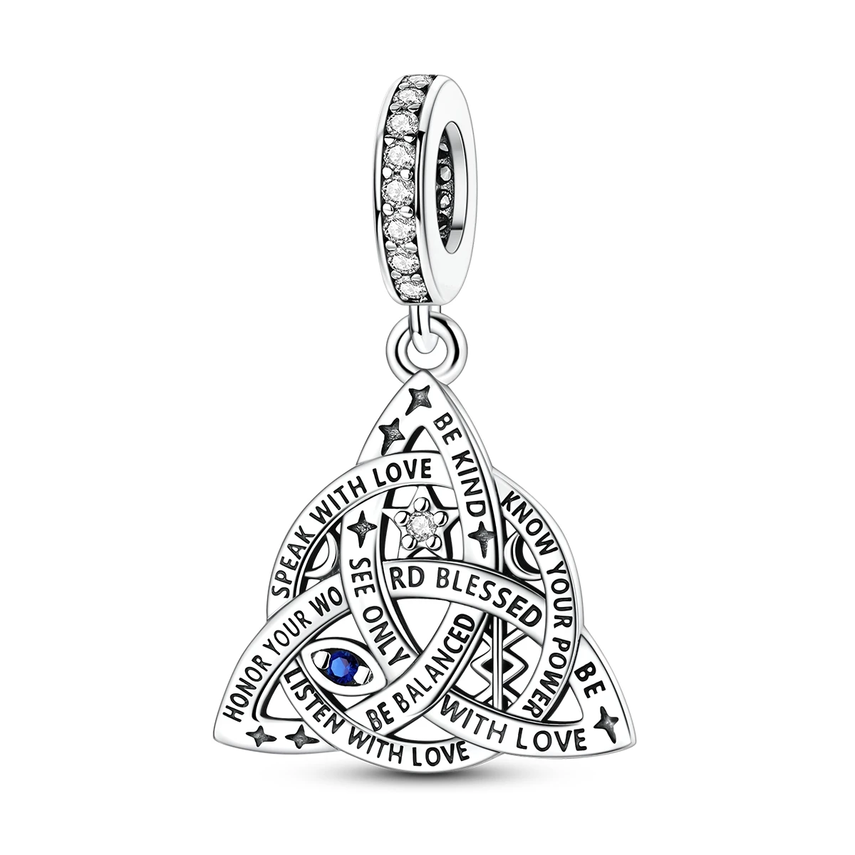 

925 Sterling Silver Celtic Knot Charms Blue CZ Engraved Triquetra Dangle Beads Fit Bracelets Necklace Women DIY Jewelry Gift