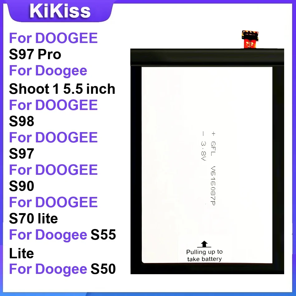 Аккумулятор для DOOGEE S97 Pro, S98, S97, S90, S70/S55 Lite, S50, S40, S110, Shoot2/1, S60 Lite, S51, S86/S96/S59/S30/S88/S100Pro, S88 Plus
