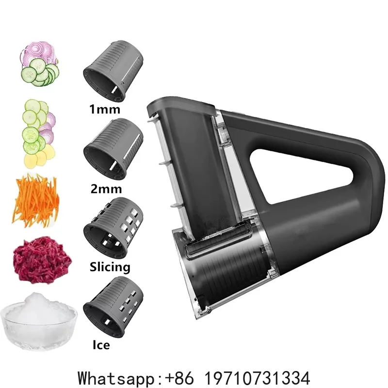 Electric Cheese Grater Portable Salad Maker with 4 Different Shapes of Blades 40W Electric Rotary Slicer Shredder JT363