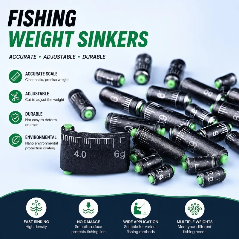 Angelblei-Sinker mit Gewichtsmarkierung, umweltfreundliche vorgefertigte Pellet-Rig-Wurfgewichte, Angelzubehör für Angler