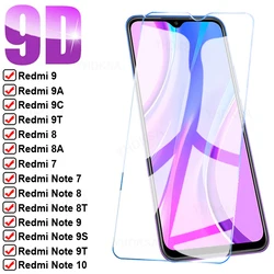 9D vetro protettivo completo per Xiaomi Redmi 9 9A 9C 9T 8 8A proteggi schermo temperato Redmi Note 7 8 9 10 Pro 8T 9T 9S pellicola di vetro