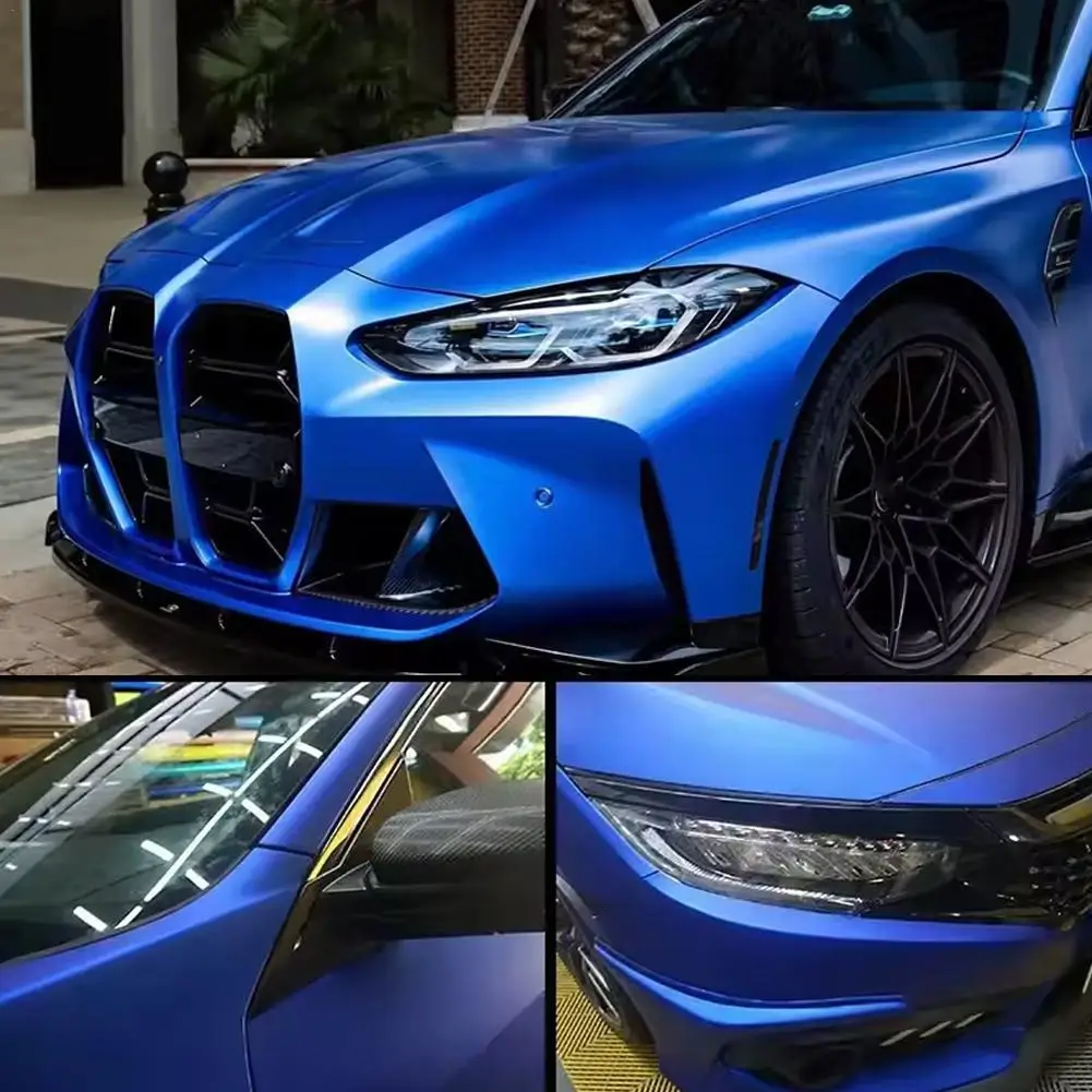 

1pc Car Color Changing Film High Quality Dark Blue Ice Film Car Sticker Air Release Self Adhesive Highly Flexible Polymer Film