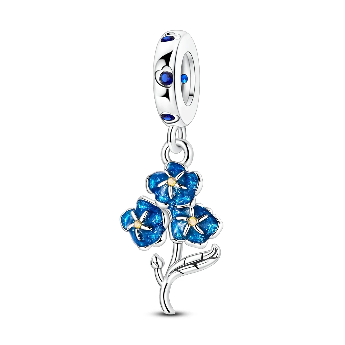 Charms Original 925er Silber, blaue Perlen, passend für Armband-Anhänger, DIY für Damen, edler Schmuck