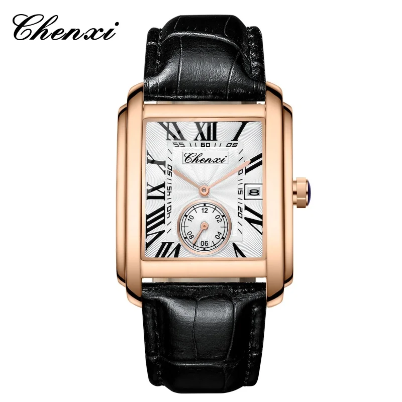 

CHENXI 8216, хит продаж, лучший бренд, деловые мужские часы, кварцевые часы с военным календарем, водонепроницаемые мужские кожаные ремешки, элегантные часы