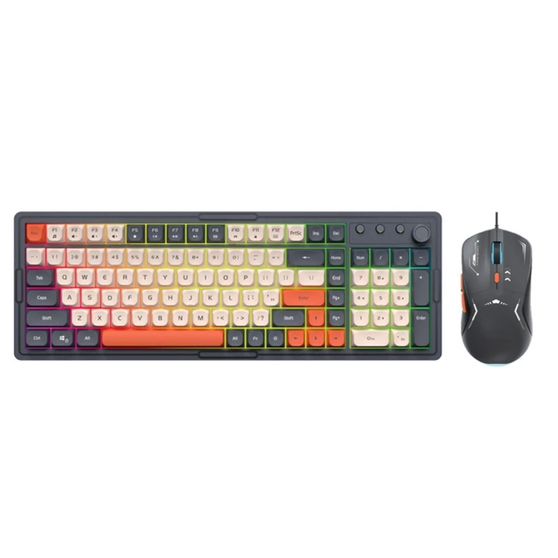 Plugs and Play Wire Keyboard and Mouse Set with Comfortable Keystrokes Clear Characters for Gamers Office Workers Use