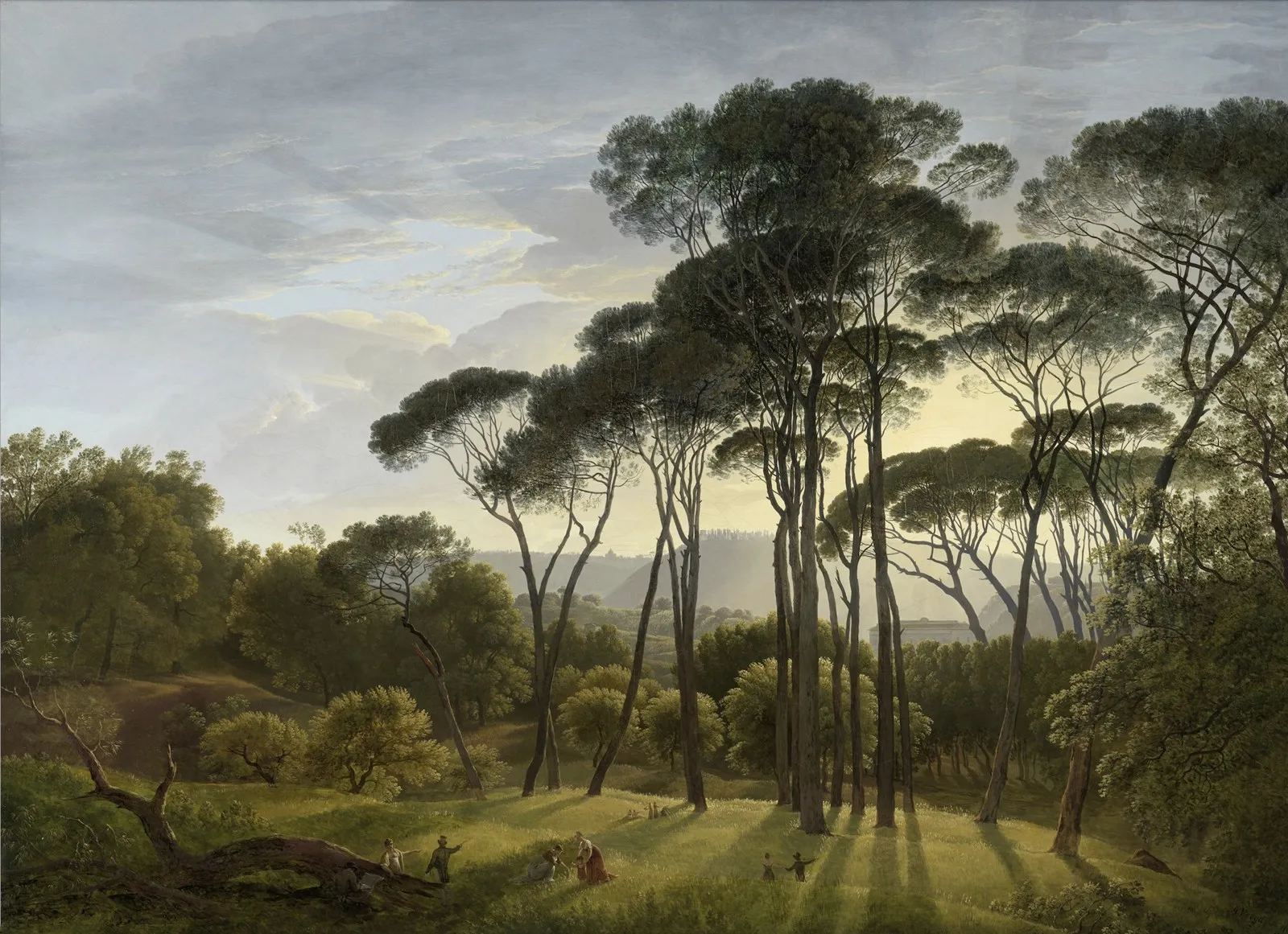 

Italian Landscape Wallpaper with Umbrella Pines by Hendrik Voogd European Museum Art. Ancient Oil Paint Wall Mural