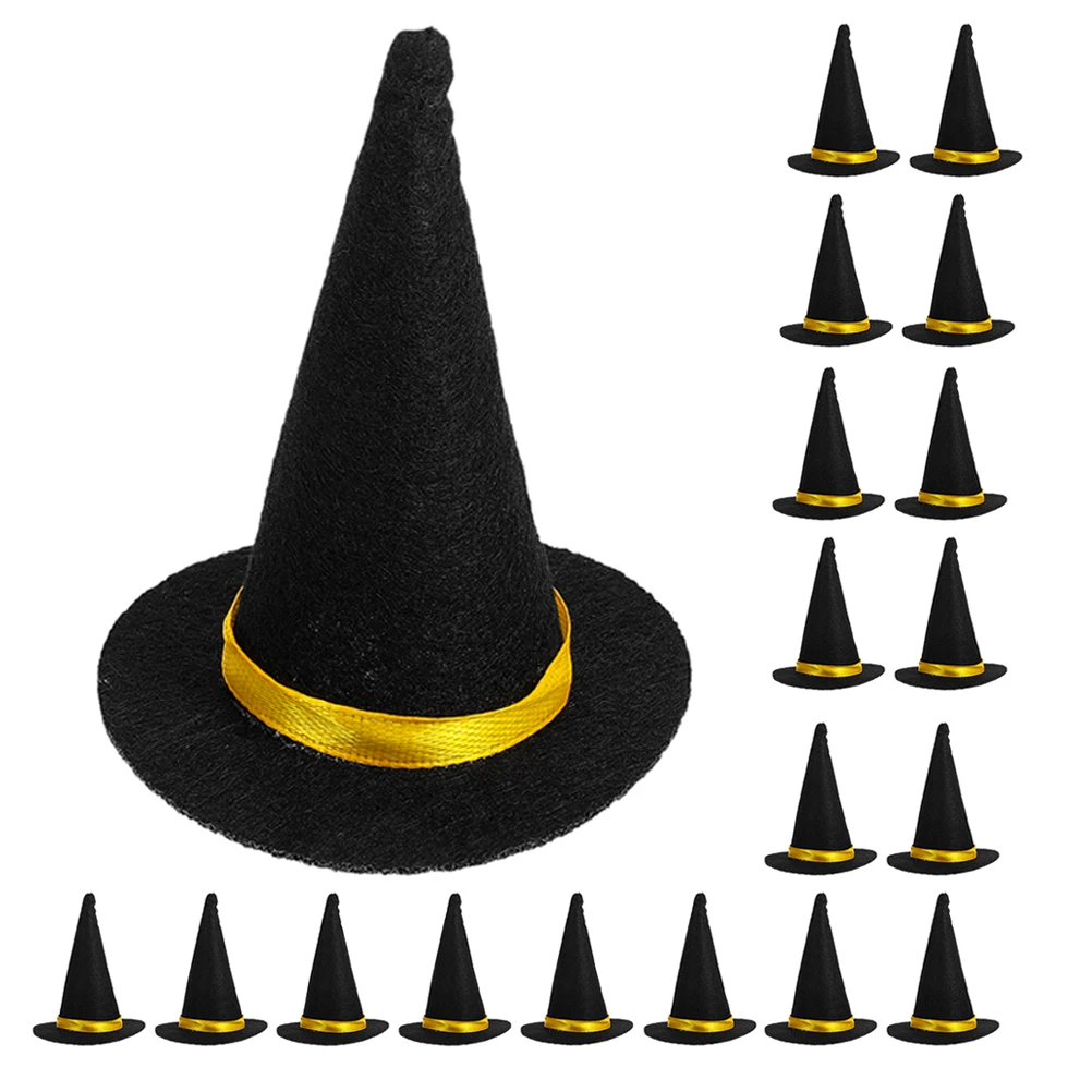 

20Pcs Mini Felt Witch Hats Halloween Bottle Toppers Party Decorations Wine Bottle Covers Tiny Hats Halloween Party Decorations