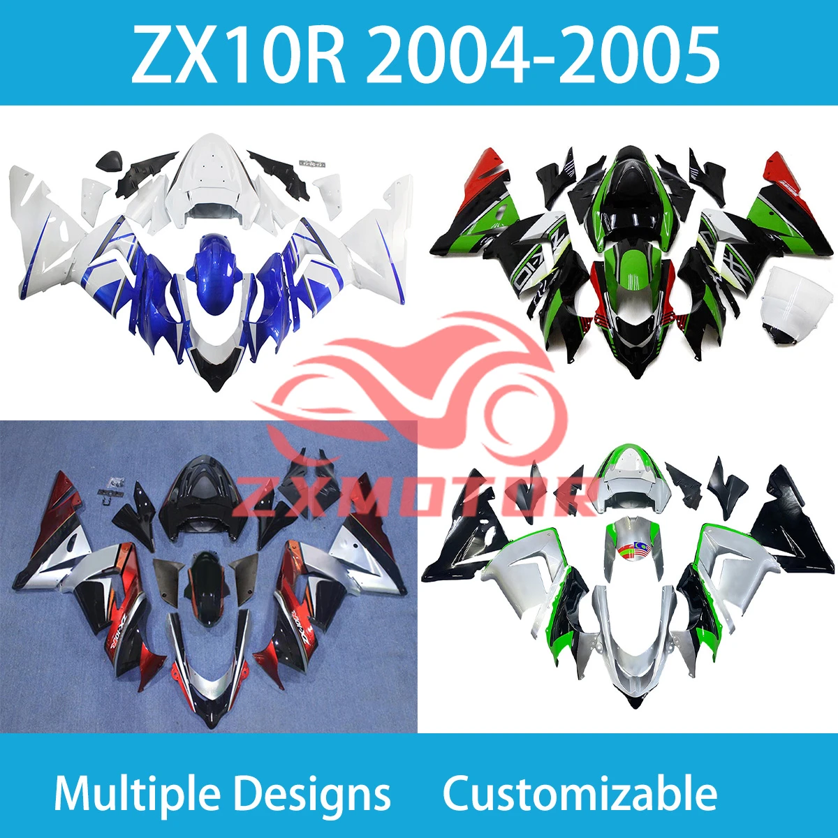 

Крутые Обтекатели для KAWASAKI ZX10R 2004 2005 ZX 10R 04 05 аксессуары для мотоциклов комплект обтекателей под заказ