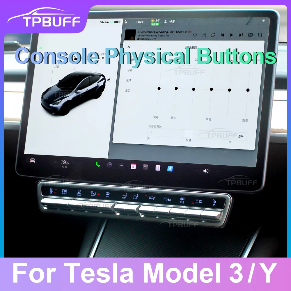 Pulsanti Console centrale TPBUFF per schermo Tesla modello 3 Y pulsante fisico controllo intelligente condizionatore d\'aria, specchio, porta,