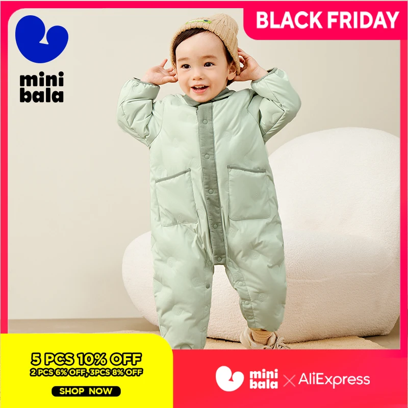 

Mini Bala Down Jumpsuit for Boys and Girls Babies Lapel 2024 Autumn and Winter New