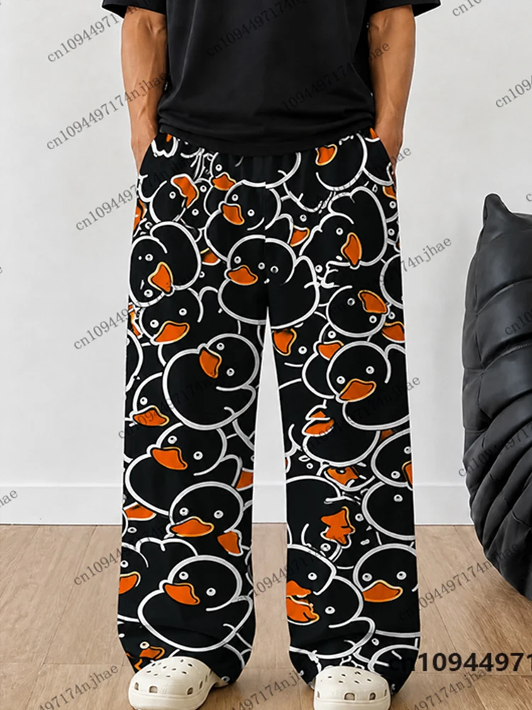 2026 New Cartoon Yellow Duck Print Pajama Trouser For Men Autumn Winter Fashion Couple Pajama Pants Casual Kids/Adult Long Pants view 4