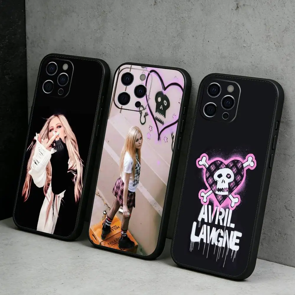 

Y2K A-Avril L-LavignES 00S Phone Case For iPhone17,16,15,14,13,12 Plus,Max Soft Silicone Black Cover