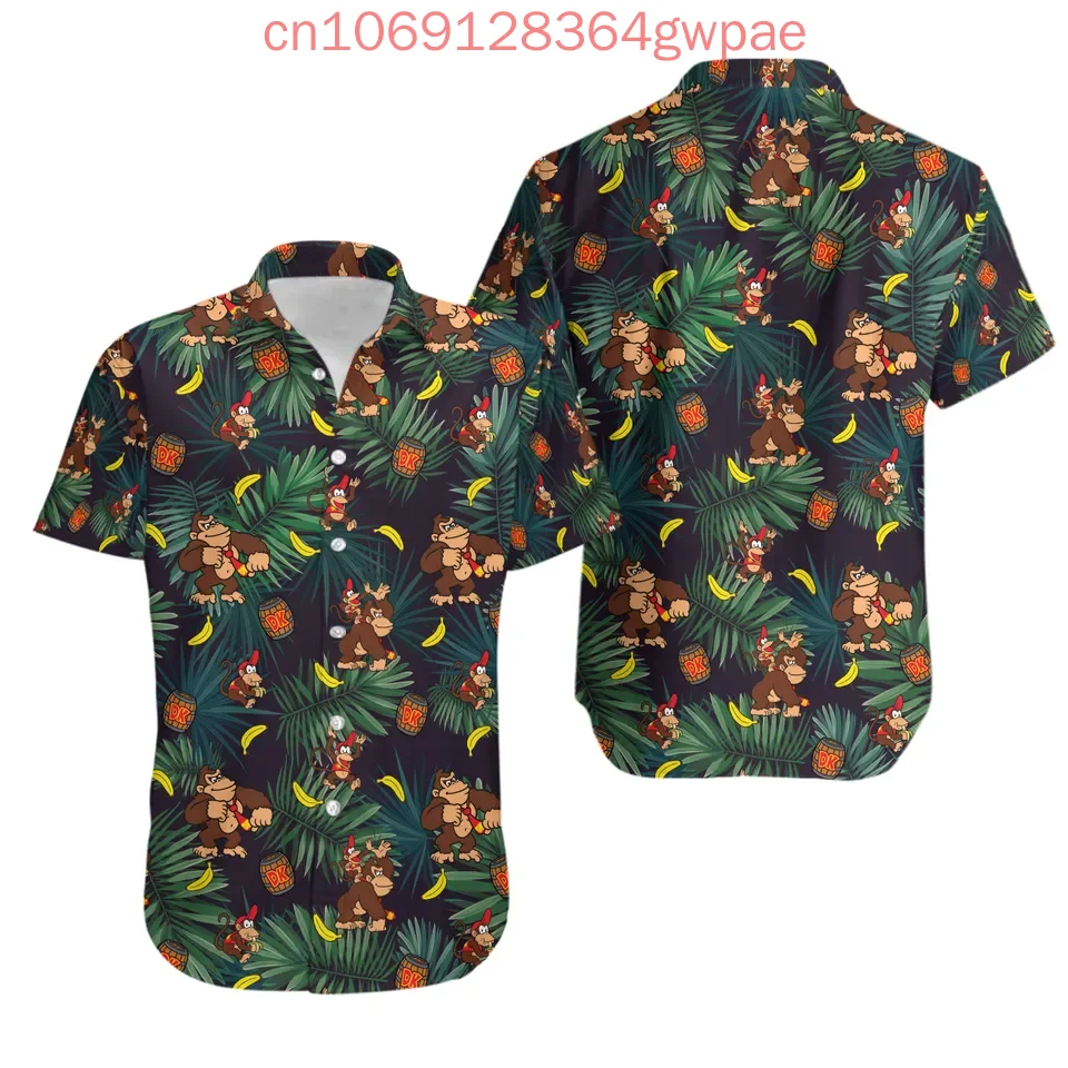 Super Mario Donkey Kong Hawaiian Shirt Men's Women Kids Short Sleeve Shirt Summer Casual Vacation Beach Shirt