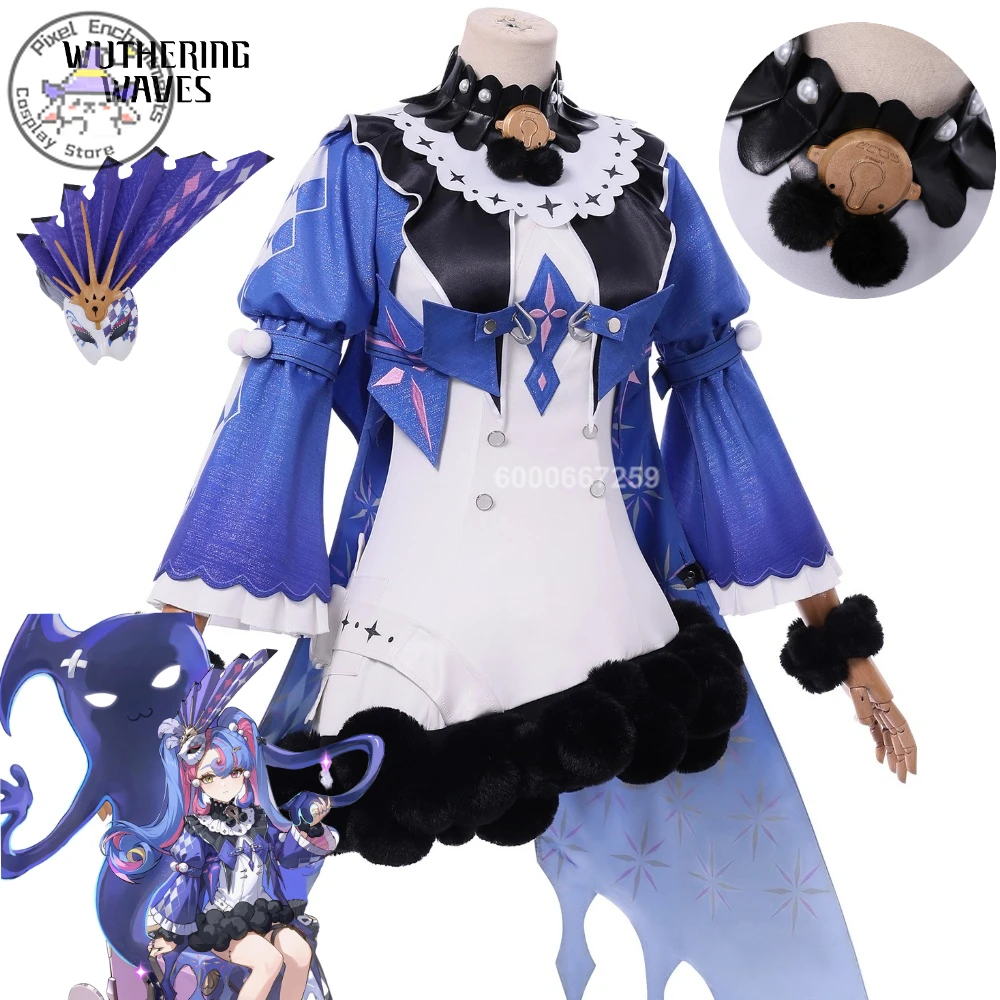 

Hot Game Wuthering Waves Cosplay Roccia Role Play High Quality Costume Anime Cute Lolita Dress with Wig for Women Comic Con Suit