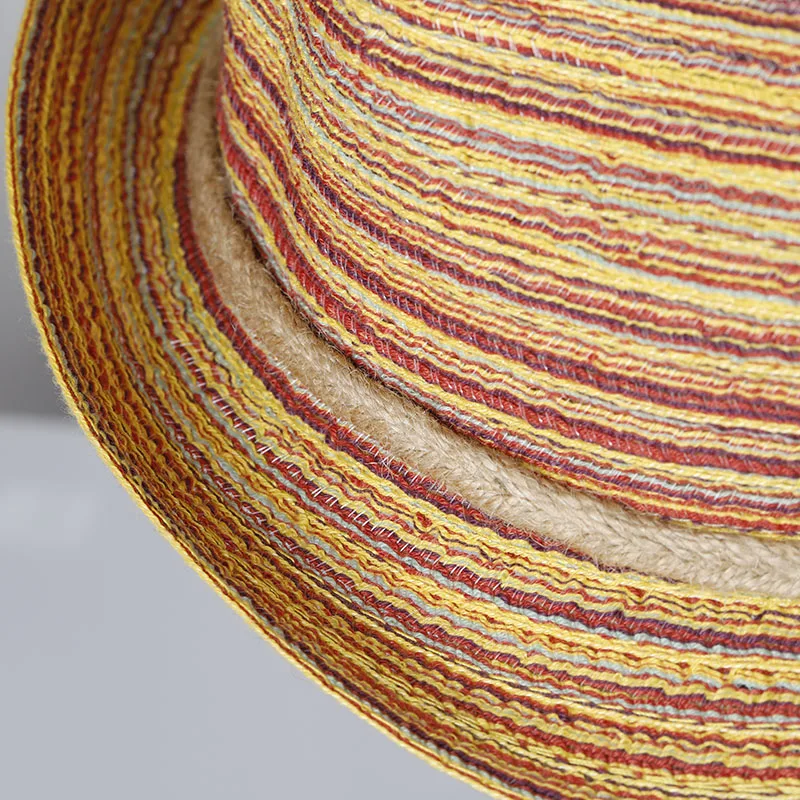 2022 NEW Natural Panama Soft Shaped Straw Hat Summer Women sun hats Men Beach Sun Cap UV Protection straw Felt hat rainbow  cap