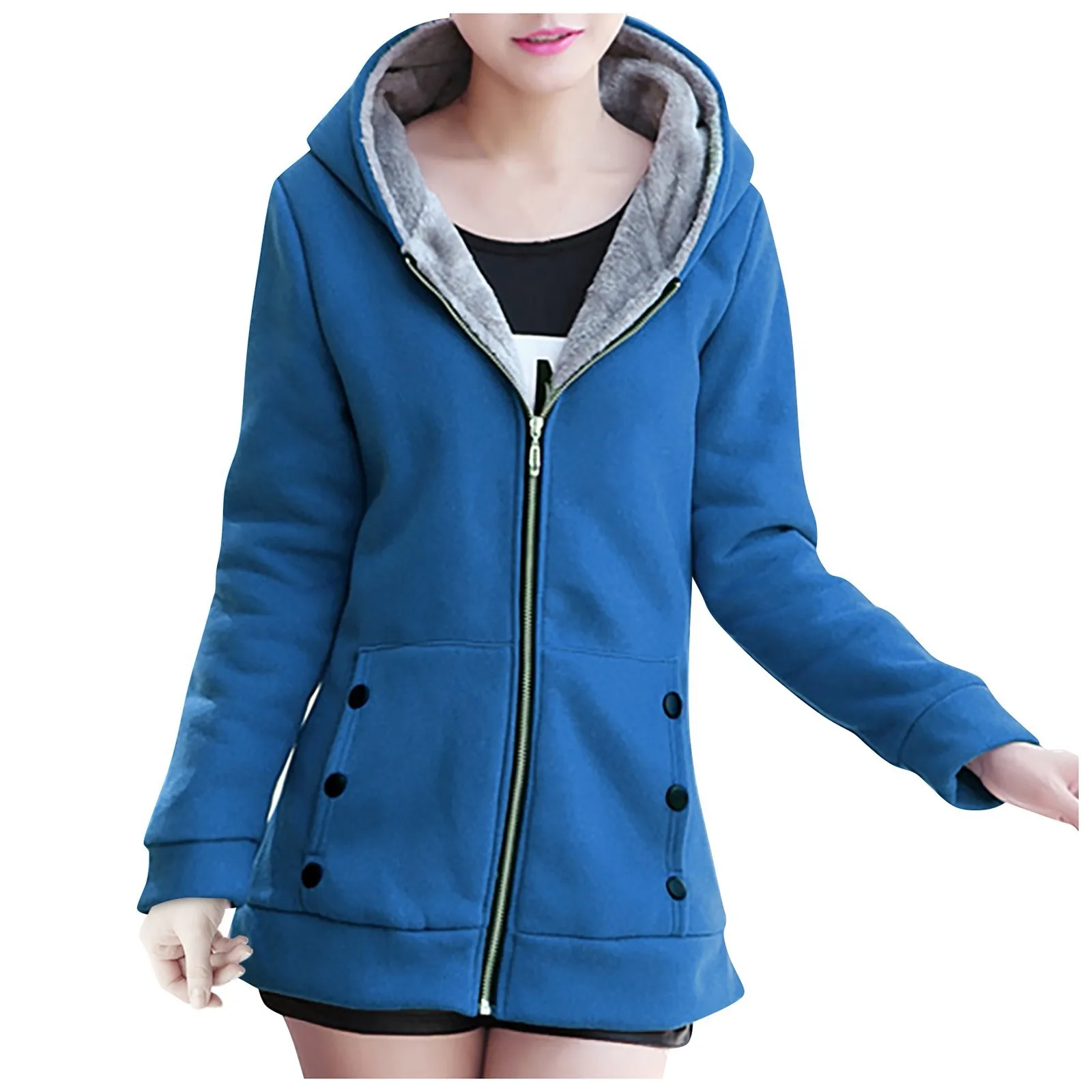 Women\'S Fashion Thicken Warm Zipper Cardigan Sweater Hooded Jacket Abrigos Mujer Invierno Chamarras Para Mujer пальто женское