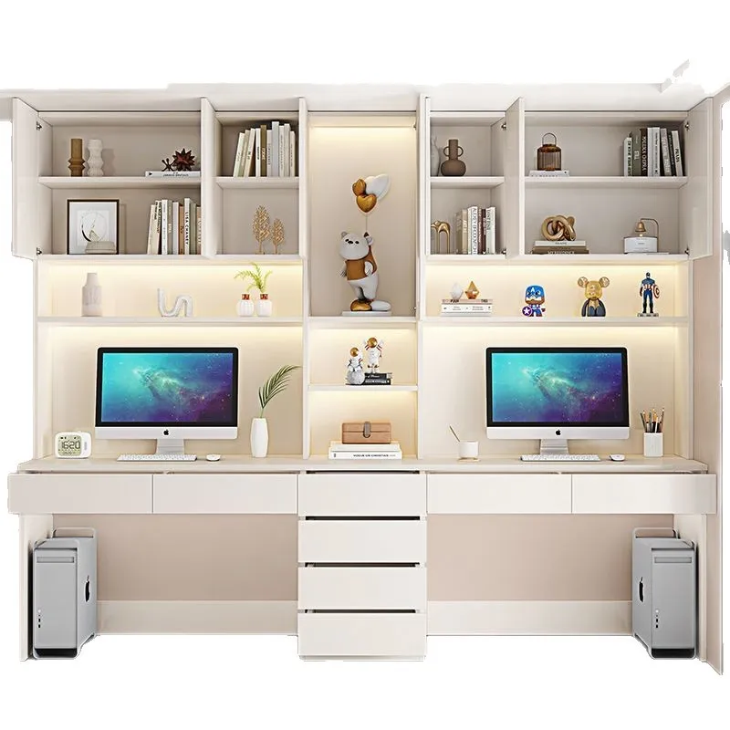 

Large size storage Solid wood Double desk Computer desk Household desktop Student writing desk Bedroom