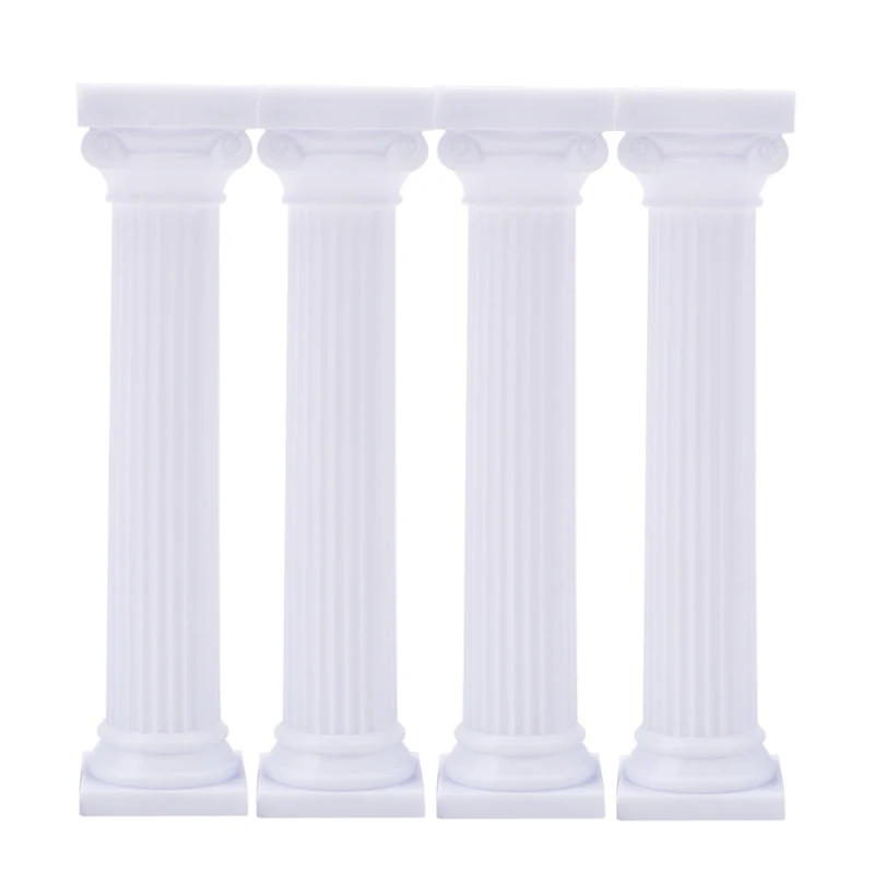 4pcs/set White Grecian Pillars Valentine's Day Cake Tier Separator Support Stand Decor Wedding Cake Stands Fondant Support Mold