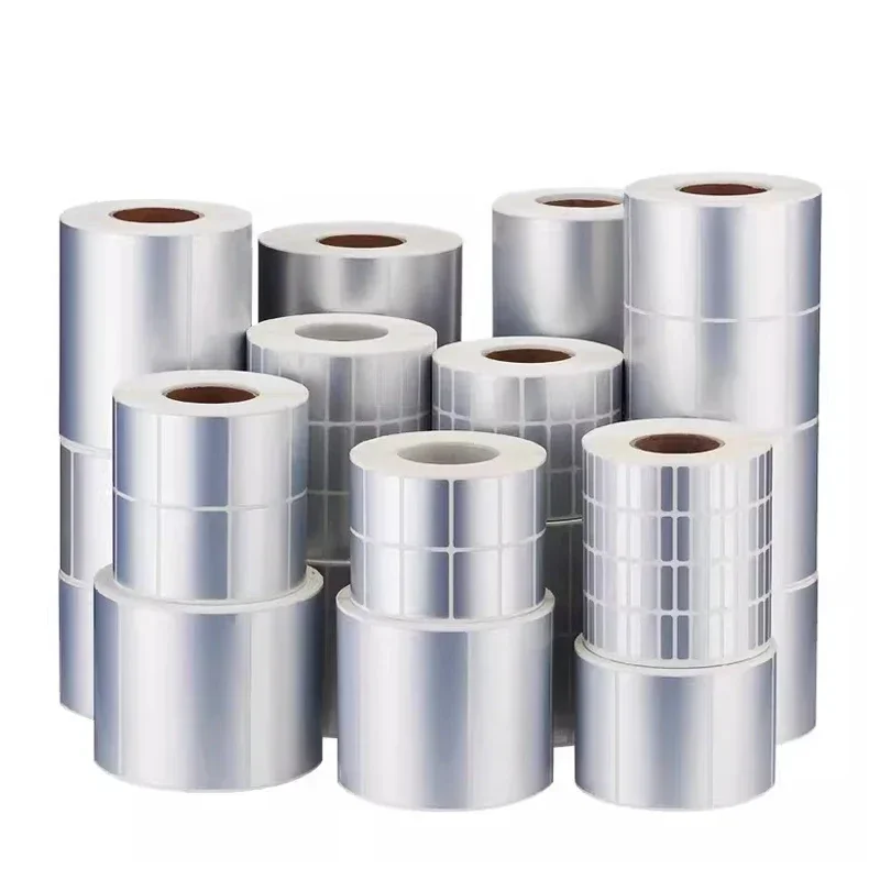 PET Silver Self-adhesive Label Sticker Blank Printing Paper Heat Transfer Printing Ribbon Printer Sticker Waterproof Oil Proof