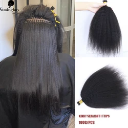 Kinky Straight Human Hair Bundles I tip Hair Extensions Brazilian Virgin Human Hair Bulks Microlink Hair Itips Hair Extensions