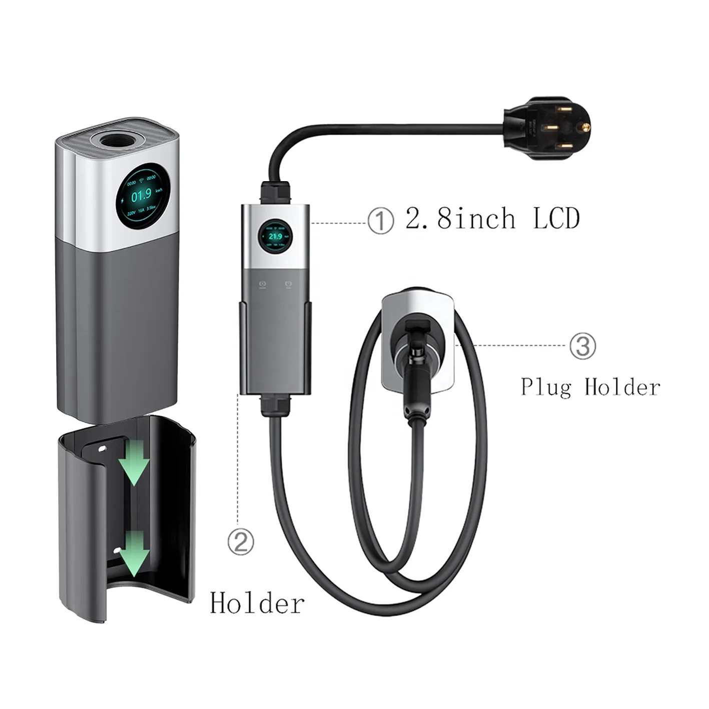 

Portable Ev Charging Station Movable Ev Charger 7kw 11KW 22KW 16A 32A AC EV Charger