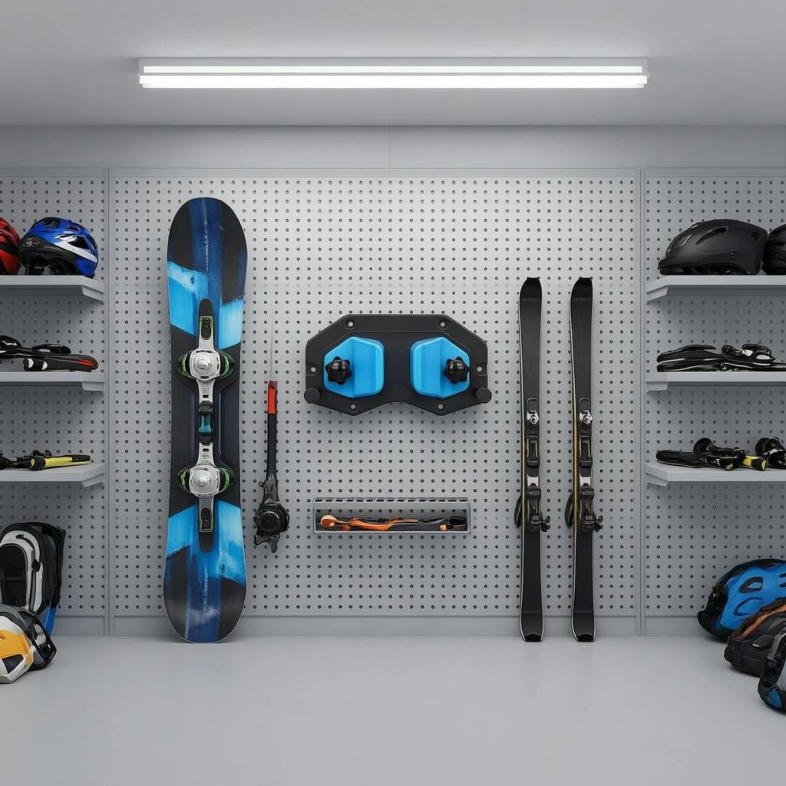 Picture 3: Wall-Mounted Ski Rack ABS Plastic Wall Mounted Ski Rack Adjustable Space Saving