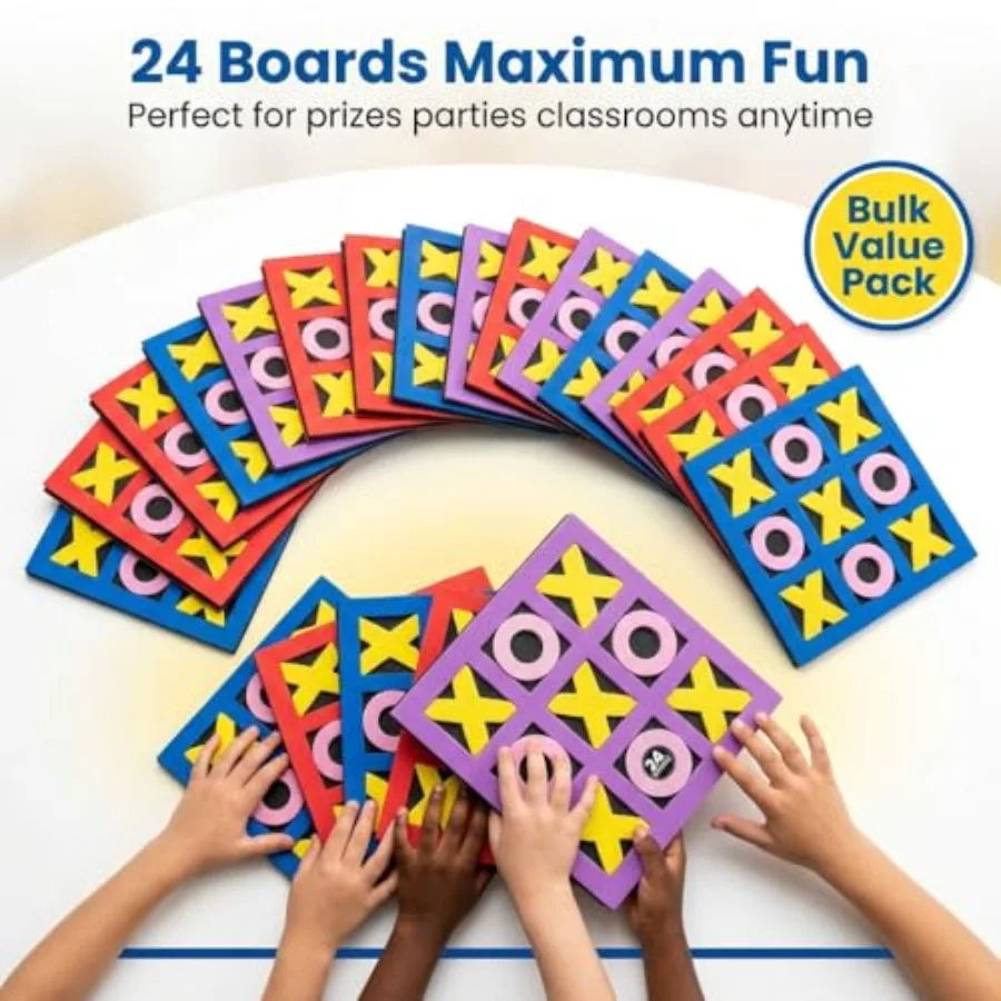 Tic Tac Toe Game Pack of 24 5"x5" Foam Tic-Tac-Toe Mini Board Game - Bulk Toys for,Birthday Party Favors, Birthday Goody Bag St view 3