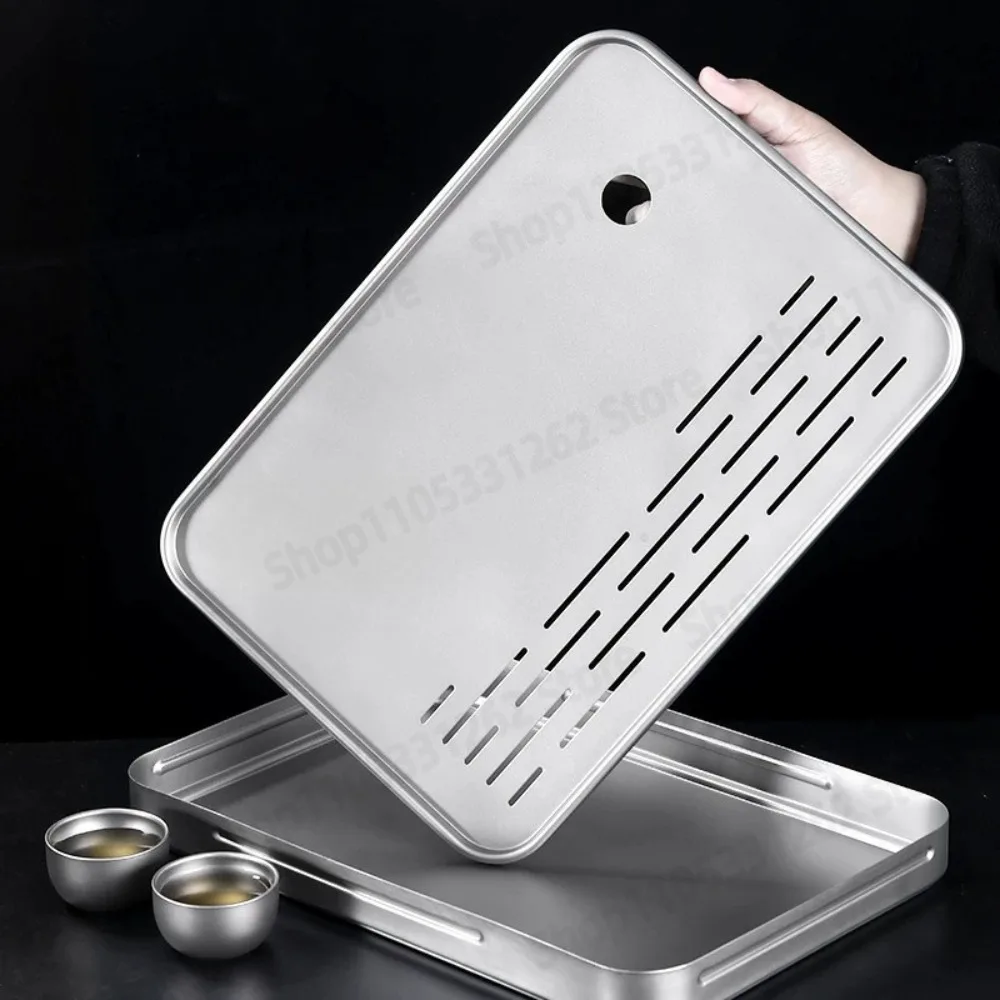 Pure Titanium Square Tea Tray, Portable Dry Brewing Tea Table