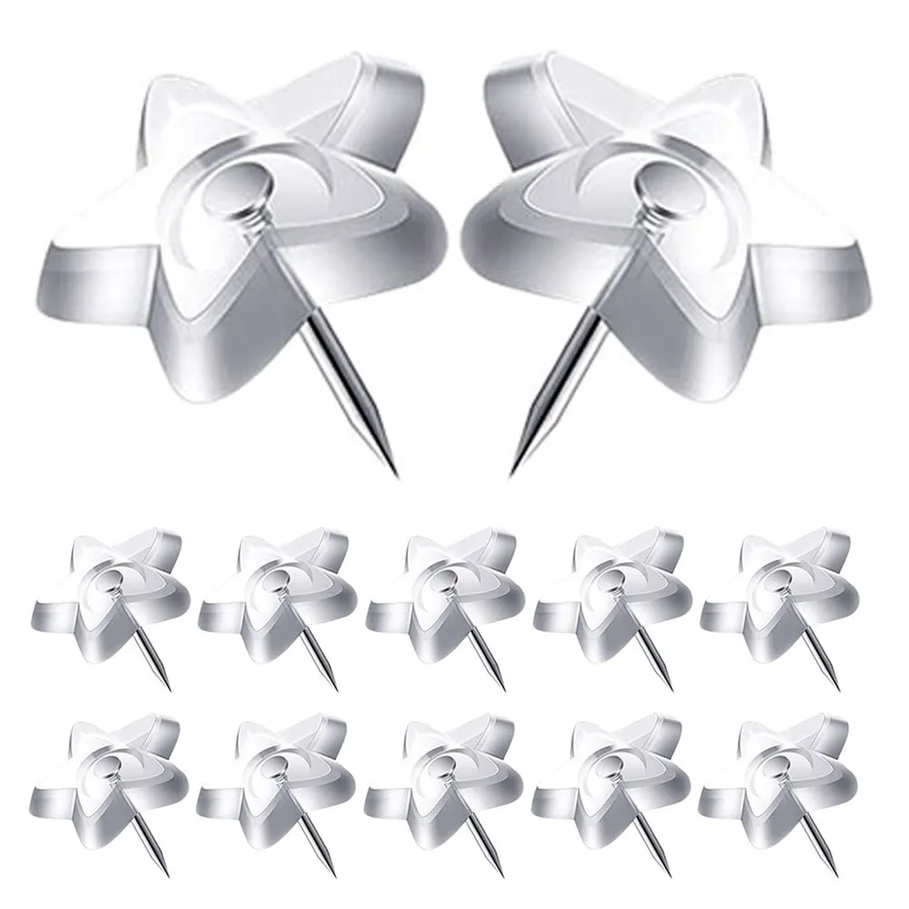

50Pcs Star Shape Clear Push Pins Creative Decorative Thumb Tacks for Cork Board Wall Hanging Bulletin Board Office Home Use