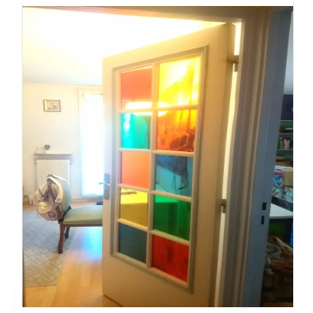 15in x 47in Multicolor Decoration Clear Strickers Solar Tint Glass Door Window Film Self Adhesive Transparent Roll DIY Material