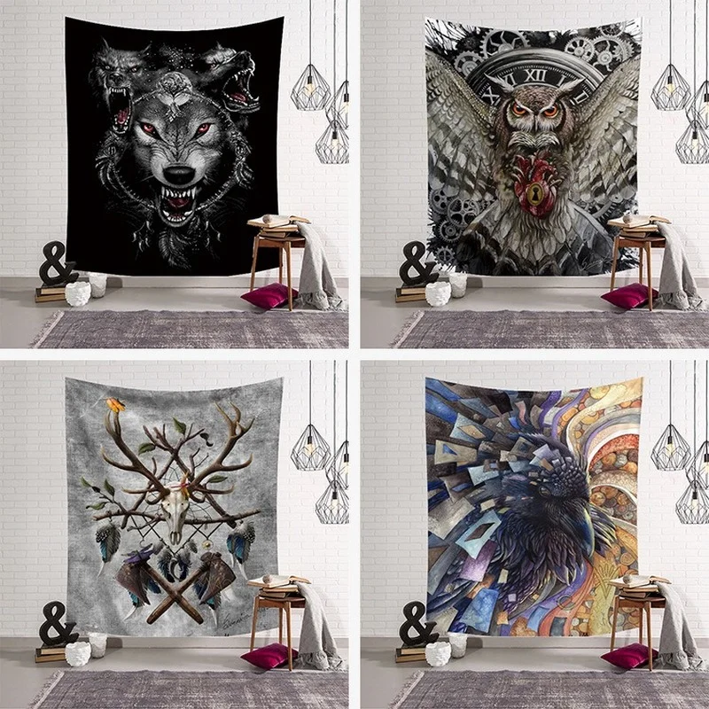 

Fierce Wolf Wall Tapestry Indian Owl Wall Hanging Sofa Bed Dorm Kawaii Room Decor Tapestry Aesthetic 150x200 Cm Home Decor