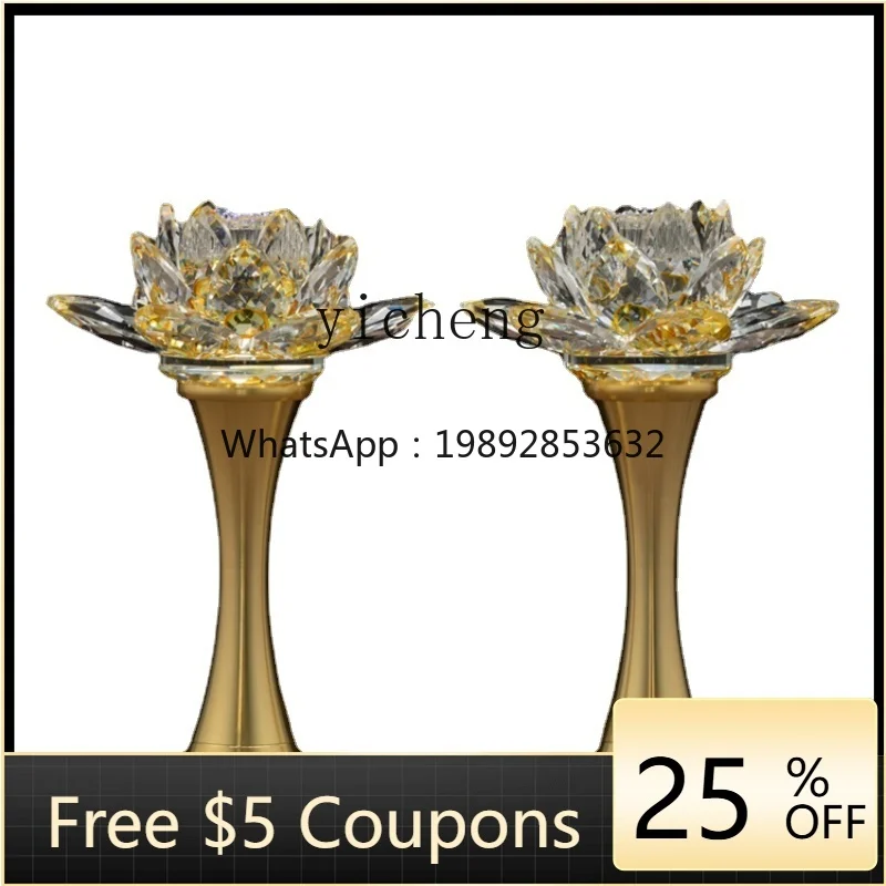 

Zf New Crystal Lotus Decorations Buddha Worship Hall Changming Electric Candle