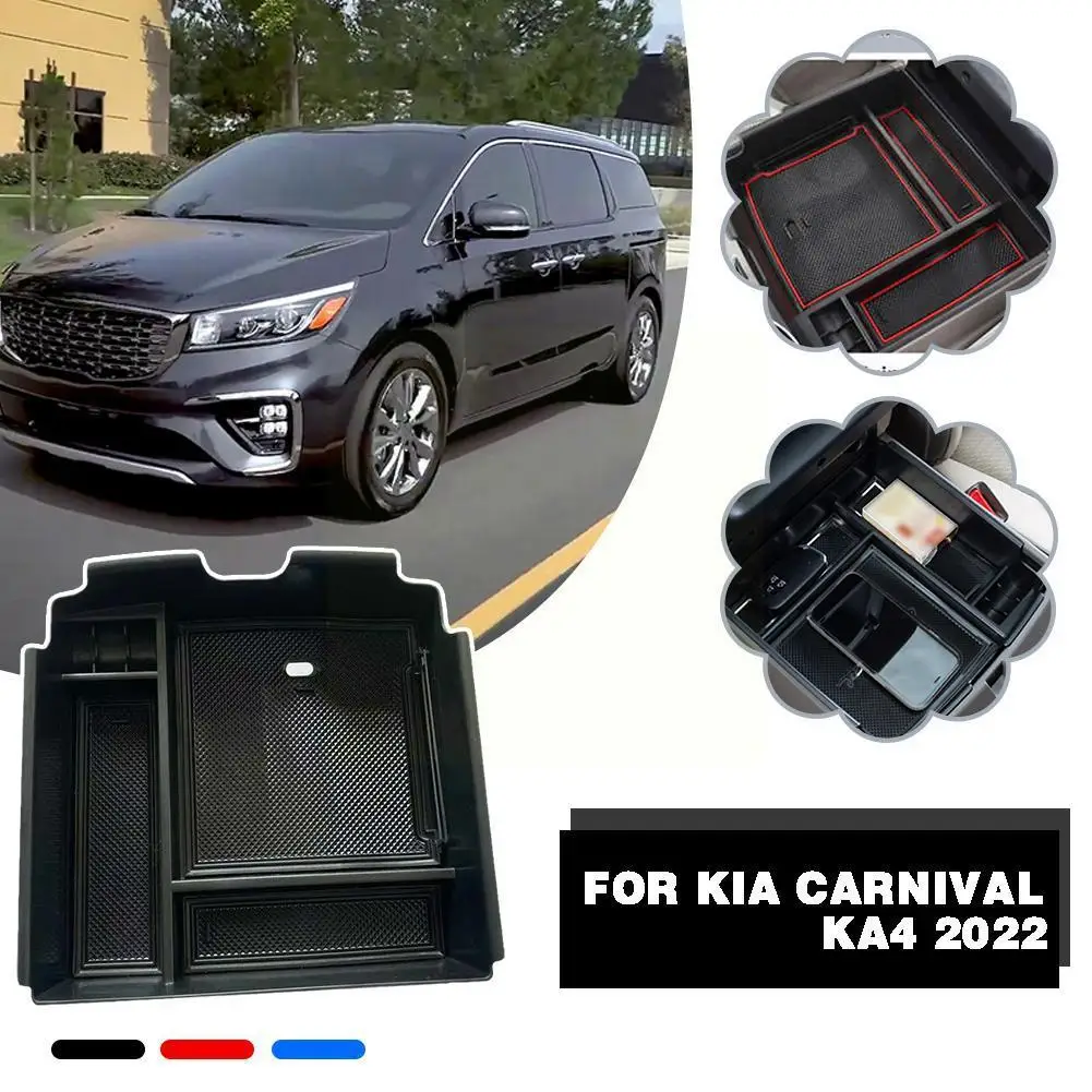 Car Storage Box For Kia Carnival KA4 2022 Front Floor Console Storage Rack ABS Central Armrest Organizer Containersr 3 Colo E9P2