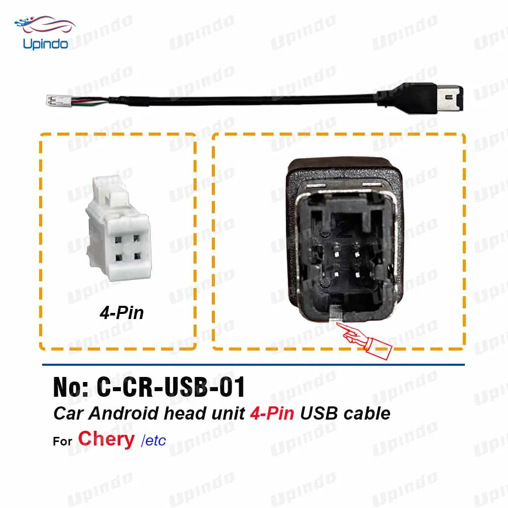 4 Pin USB Connector Car Radio Cable Wiring Harness Android Head Unit 4pin Socket Adapter for Chery Arrizo Tiggo 3 5 7 GX EX