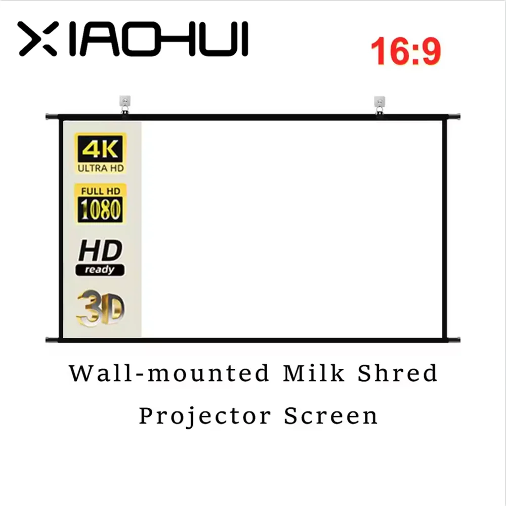 XIAOHUI شاشة عرض مضادة للضوء مثبتة على الحائط بنسبة 16:9 في الهواء الطلق والمكتب والترفيه المنزلي محمولة عالية الوضوح وقابلة للطي