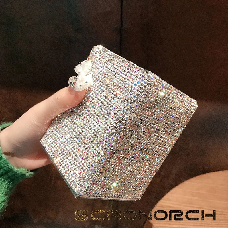 Sparkling Makeup Brush Cartridge Luxury Rhinestone Pen Container Diamond Set Gift Brush Storage Bucket Table Top Organize Tools