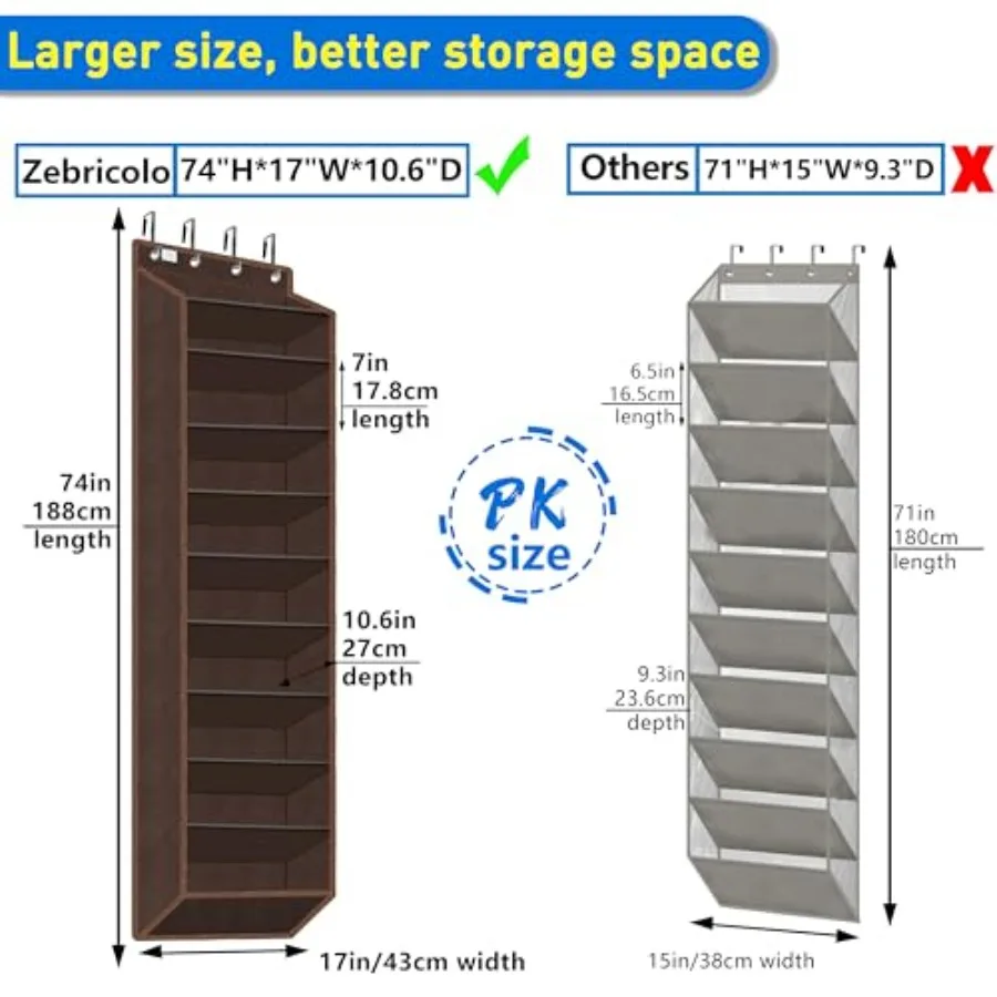 Over The Door Shoe Organizer with 70 Pounds Heavy Duty Capacity for Up to 20-30 Pairs Extra Deep Pockets Designed for Mens Size